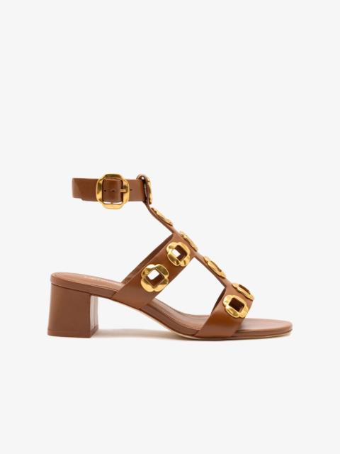 Milan Gladiator Block Sandal In Caramel Leather