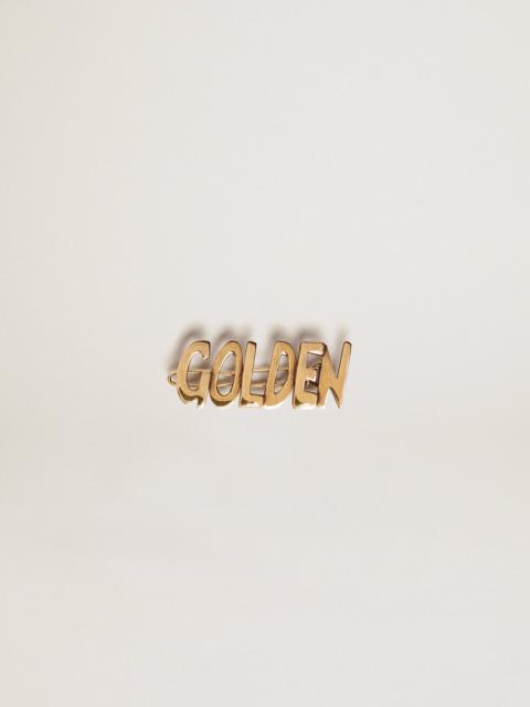 Men's lace lock with clip in old gold color with Golden lettering