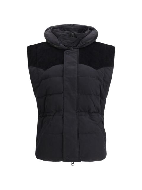 corduroy-panel hooded gilet