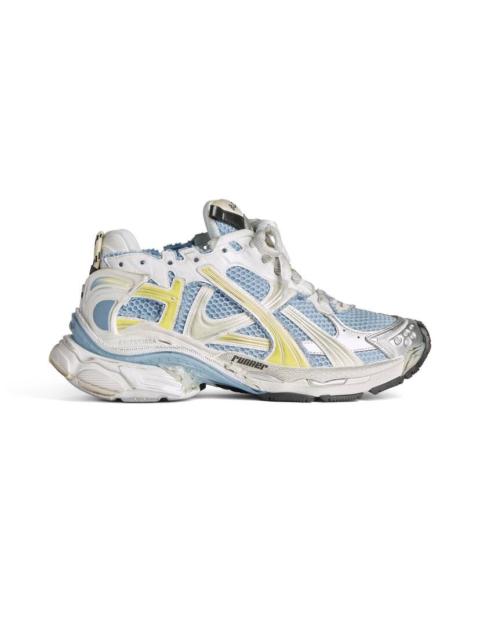 Women's Runner Sneaker in Blue/yellow/white
