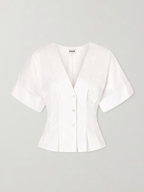 Elle Pleated Cotton-blend Poplin Blouse