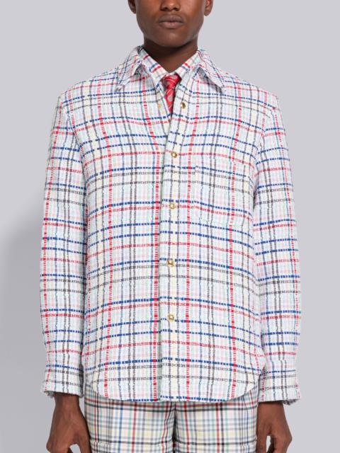 Micro Gingham Tweed Snap Front Shirt Jacket