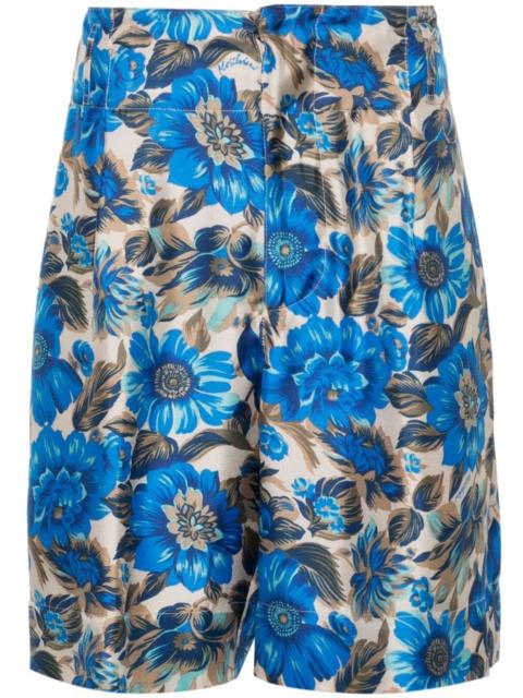 floral-print silk shorts
