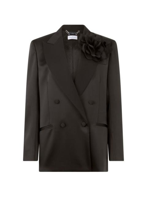 double-breasted satin blazer