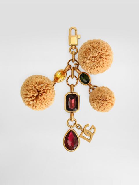 Metal and raffia keychain