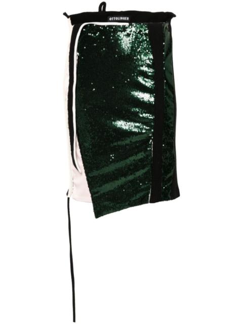 sequin-panels asymmetric skirt
