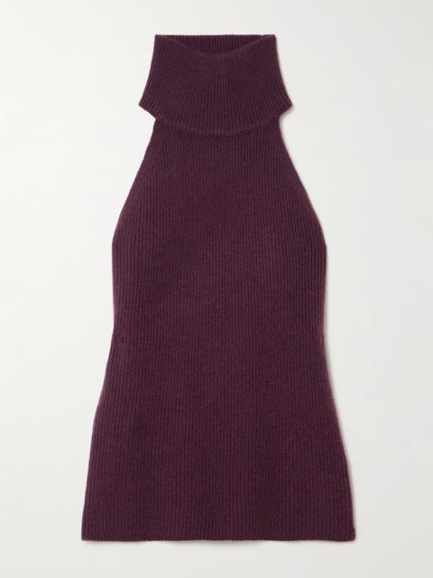 Freya Ribbed Cashmere Turtleneck Tank