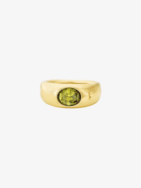 Precious Metal-Plated Cubic Zirconia Signet Ring