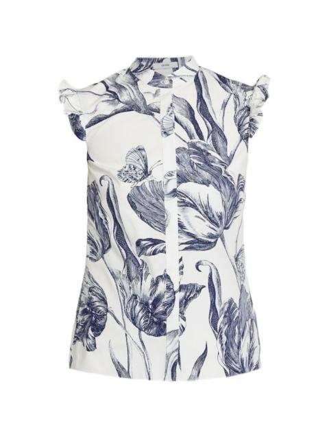 floral-print sleeveless blouse