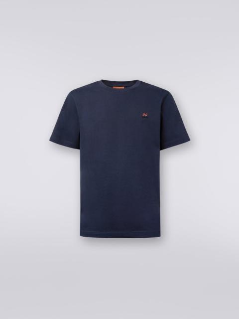 Crew-neck cotton T-shirt with embroidery and logo