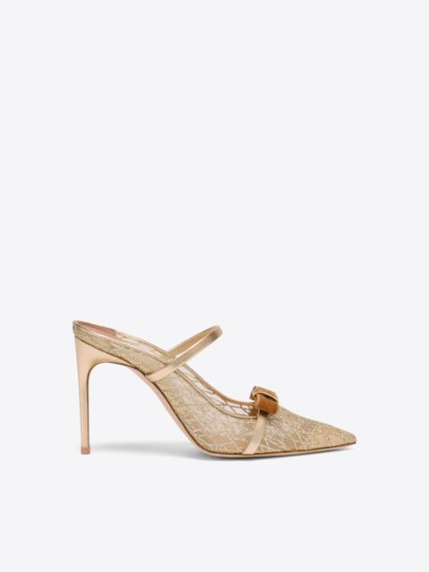 Aurora 90 Gold Glitter Mesh Heeled Mules