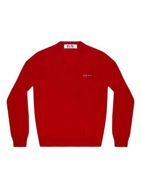 (WMNS) COMME des GARCONS PLAY V-Neck Pullover Double Emblem 'Red' AZ-N055-051-5