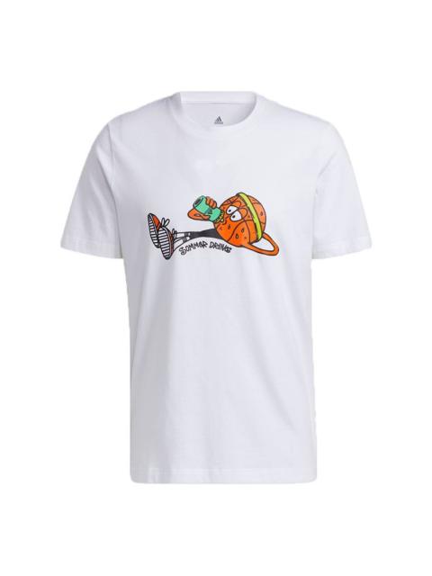 adidas Lil Stripe Gato Basketball Funny Cartoon Printing Sports Short Sleeve White HB5483