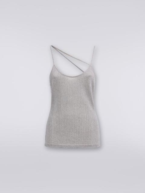 Cotton and viscose lamé tank top