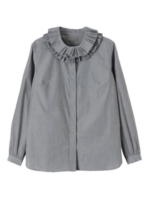 pleated-frills cotton shirt
