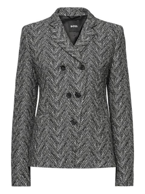 double-breasted herringbone-pattern jacket