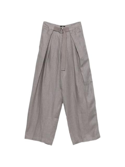 pinstripe belted trousers