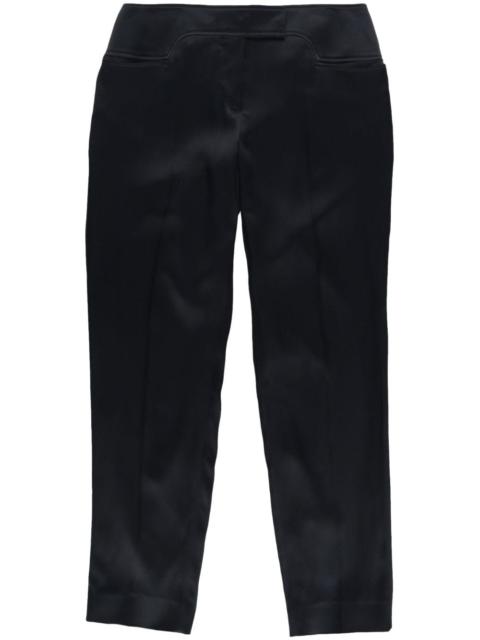 pressed-crease tapered-leg trousers