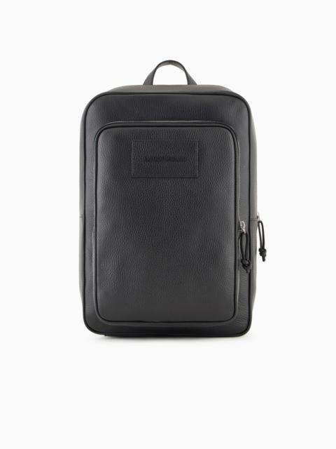 Tumbled-leather backpack with laptop compartment