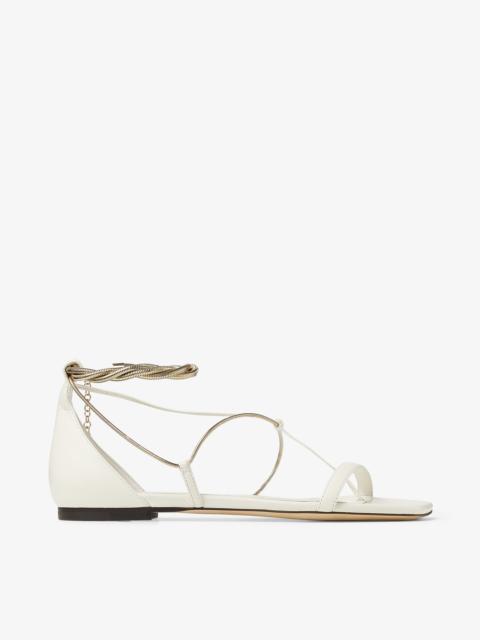 Oriana Flat
Latte Nappa Flats with Gold Chains