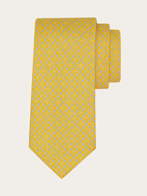 Gancini flower print silk tie