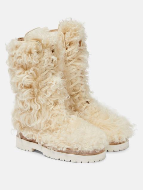 Shearling lace-up boots