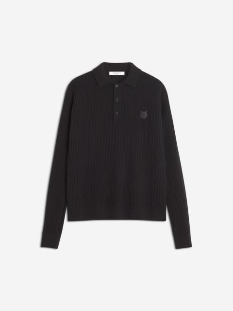 FOX HEAD WOOL RIBBED POLO JUMPER
