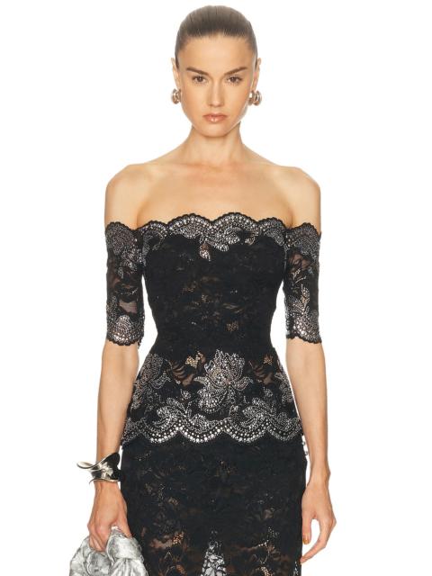 Studded Lace Boatneck Top