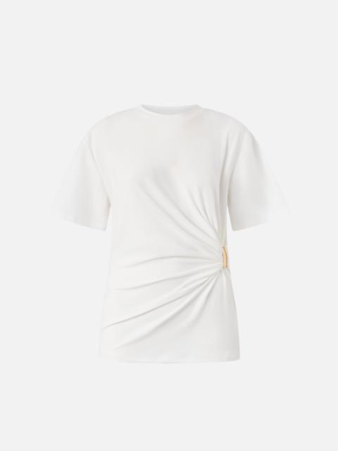 T-SHIRT WITH DRAPING AND GOLD DETAIL