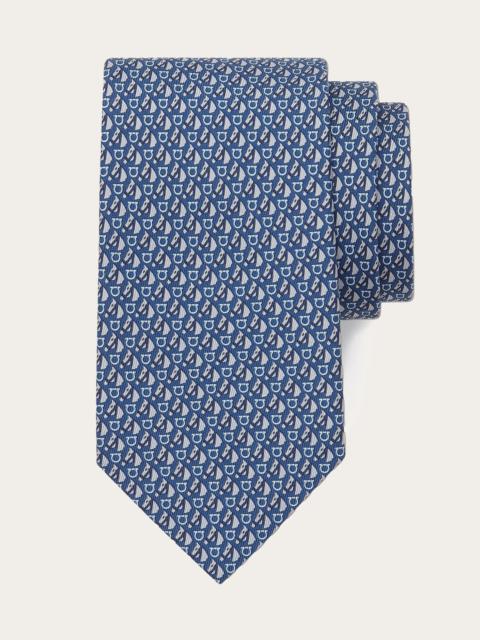 Equestrian print silk tie