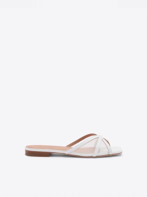 Perla White Mesh Flat Sandals