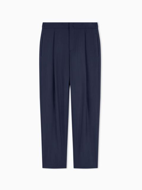 WOOL AND CASHMERE CHEVRON TROUSERS