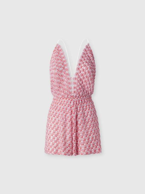 Short jumpsuit in lace with open back