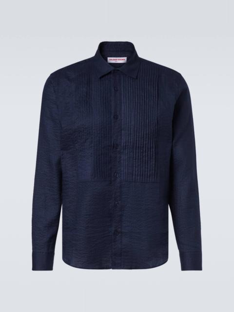 Giles cotton and linen tuxedo shirt