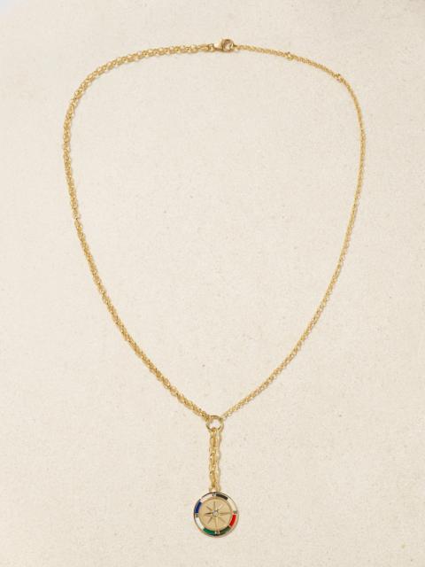 Internal Compass 18-karat Gold, Enamel And Diamond Necklace