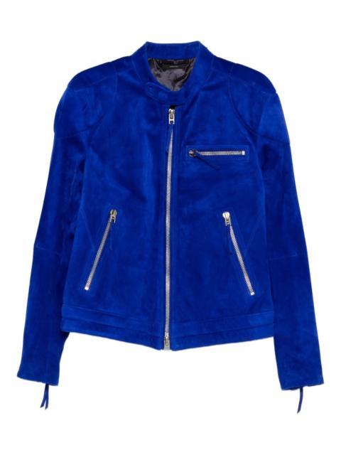 zip-up suede jacket