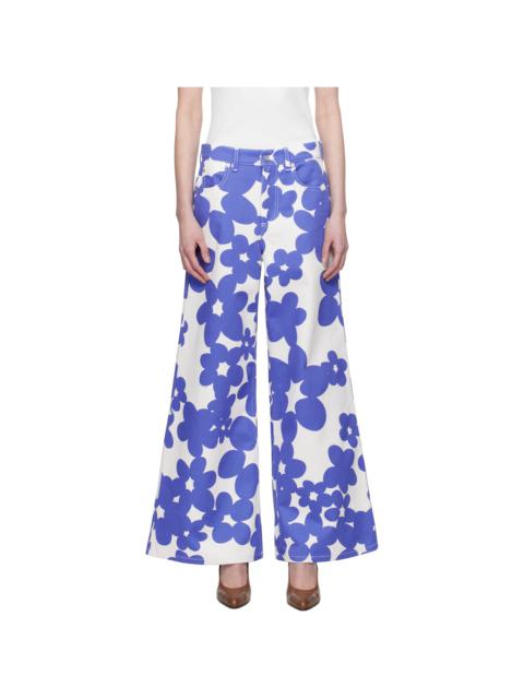Blue & White Dillies Print Trousers