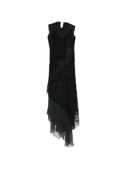 lace-appliqué asymmetric dress