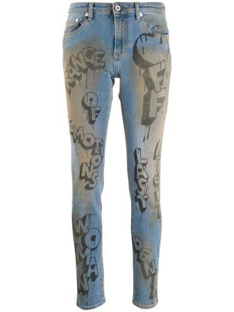 graffiti print skinny jeans