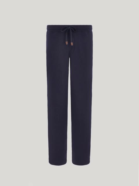 BLUE IMPECCABILE WOOL JOGGERS WITH CONTRASTING PIPING