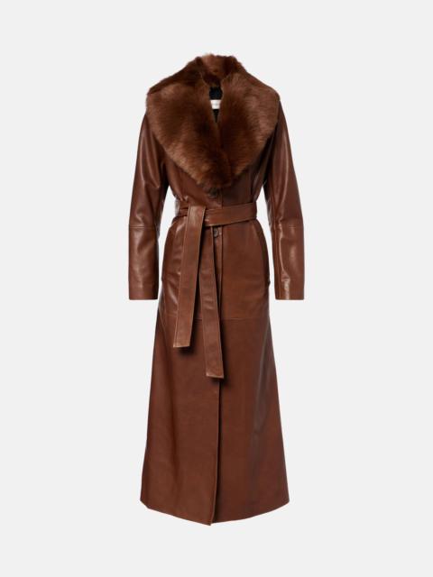 Dakota shearling-trimmed leather coat