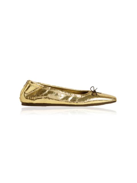 Amy Laminated Wrinkled Ballerina Flats gold