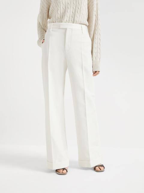Cotton and linen cavalry loose flared trousers with monili
