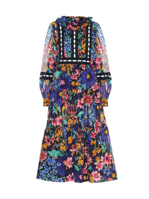 Cotton-voile floral midi dress