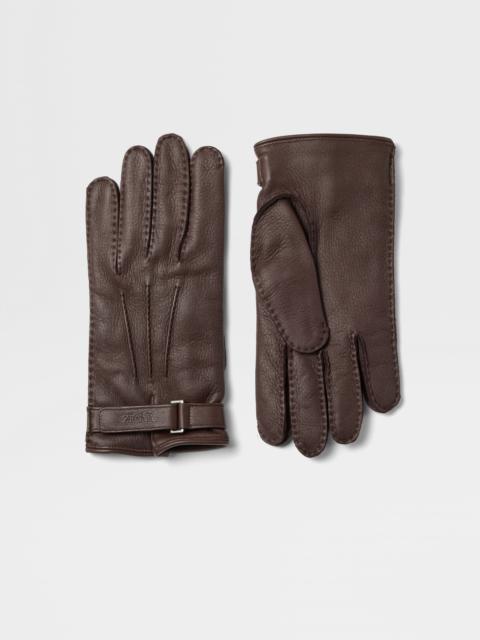 DARK BROWN DEERSKIN GLOVES