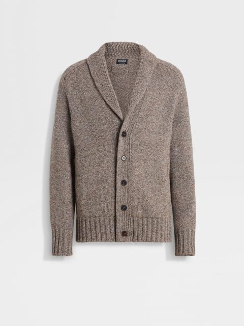 DARK FOLIAGE AND TAUPE OASI CASHMERE CARDIGAN