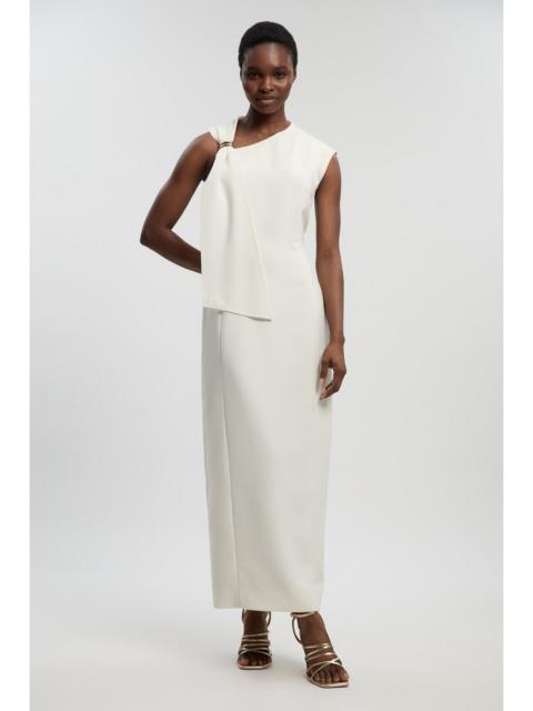 Polished Tailored Trim Detail Column Midi Dress