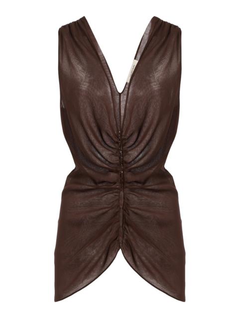 Exclusive Silk-Chiffon Top brown