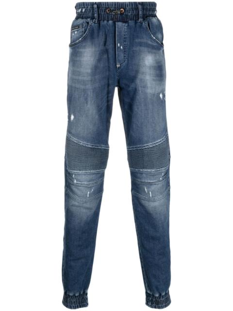 mid-rise tapered-leg jeans