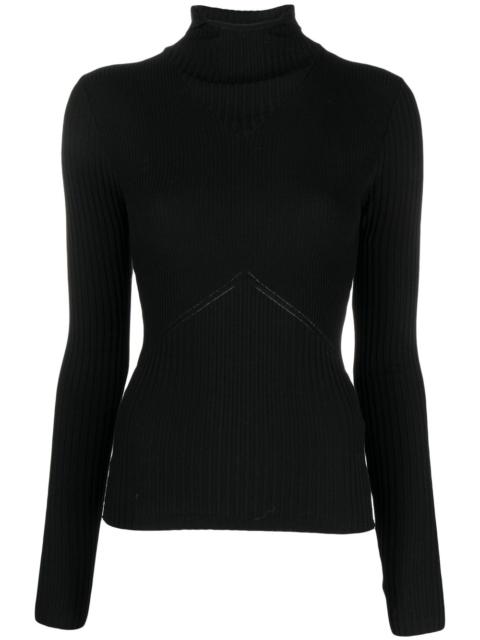 balaclava-hood ribbed jumper